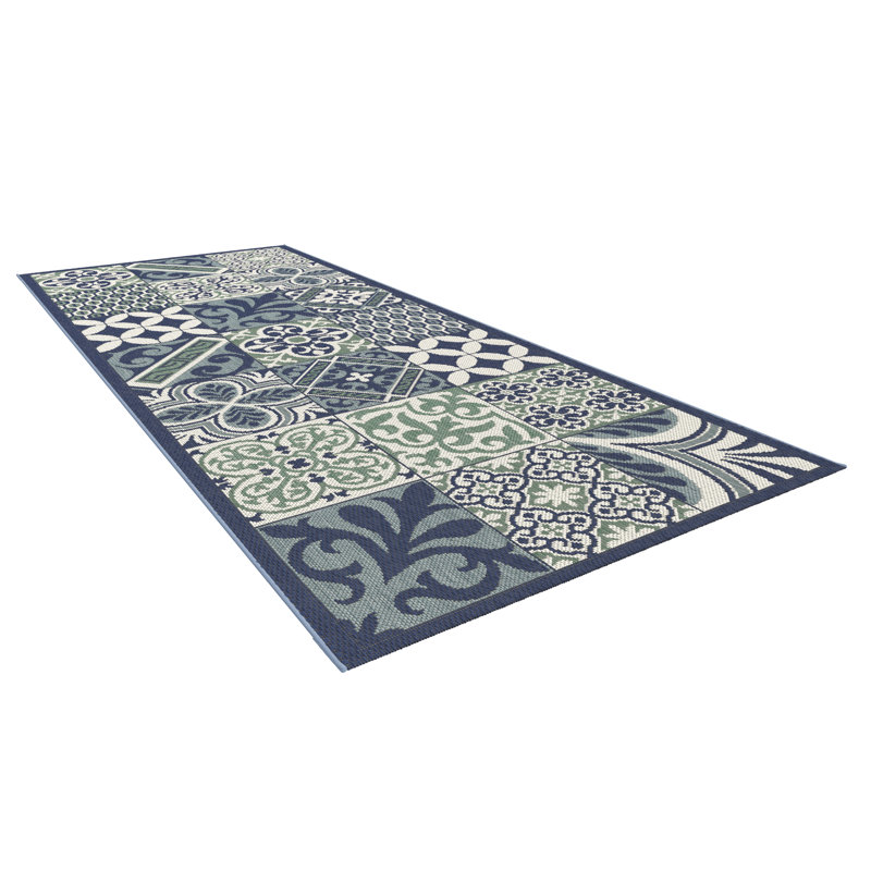 World Menagerie Chavez Tile Kitchen Runner Flatweave Blue/Green Rug & Reviews Wayfair.co.uk